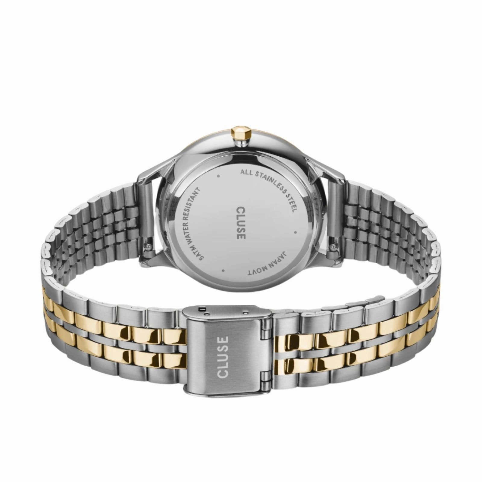 CLUSE Minuit Date Coconut Milk Bicolour Link Watch CW14302