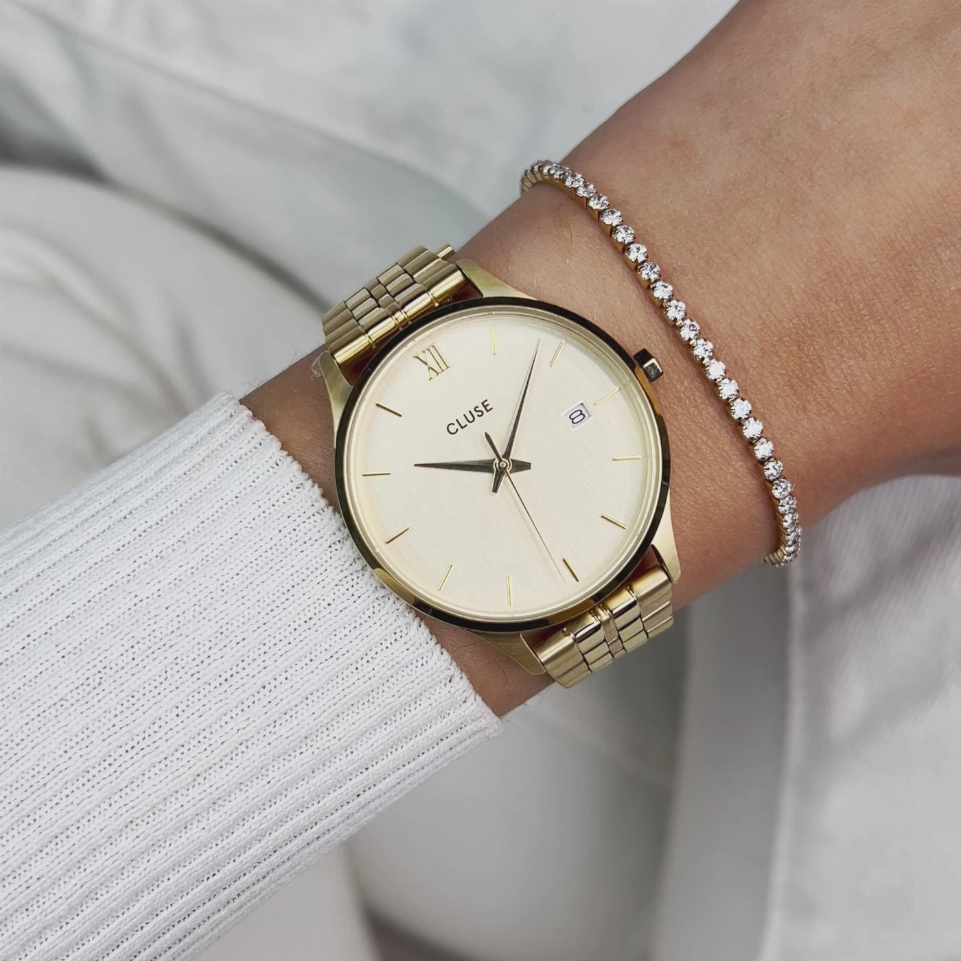 CLUSE Minuit Date Full Gold Link Watch CW14301