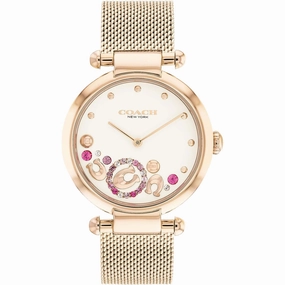 Coach Women's Watch - Cary Quartz SS Case White Dial Rose Gold Bracelet | 14504004