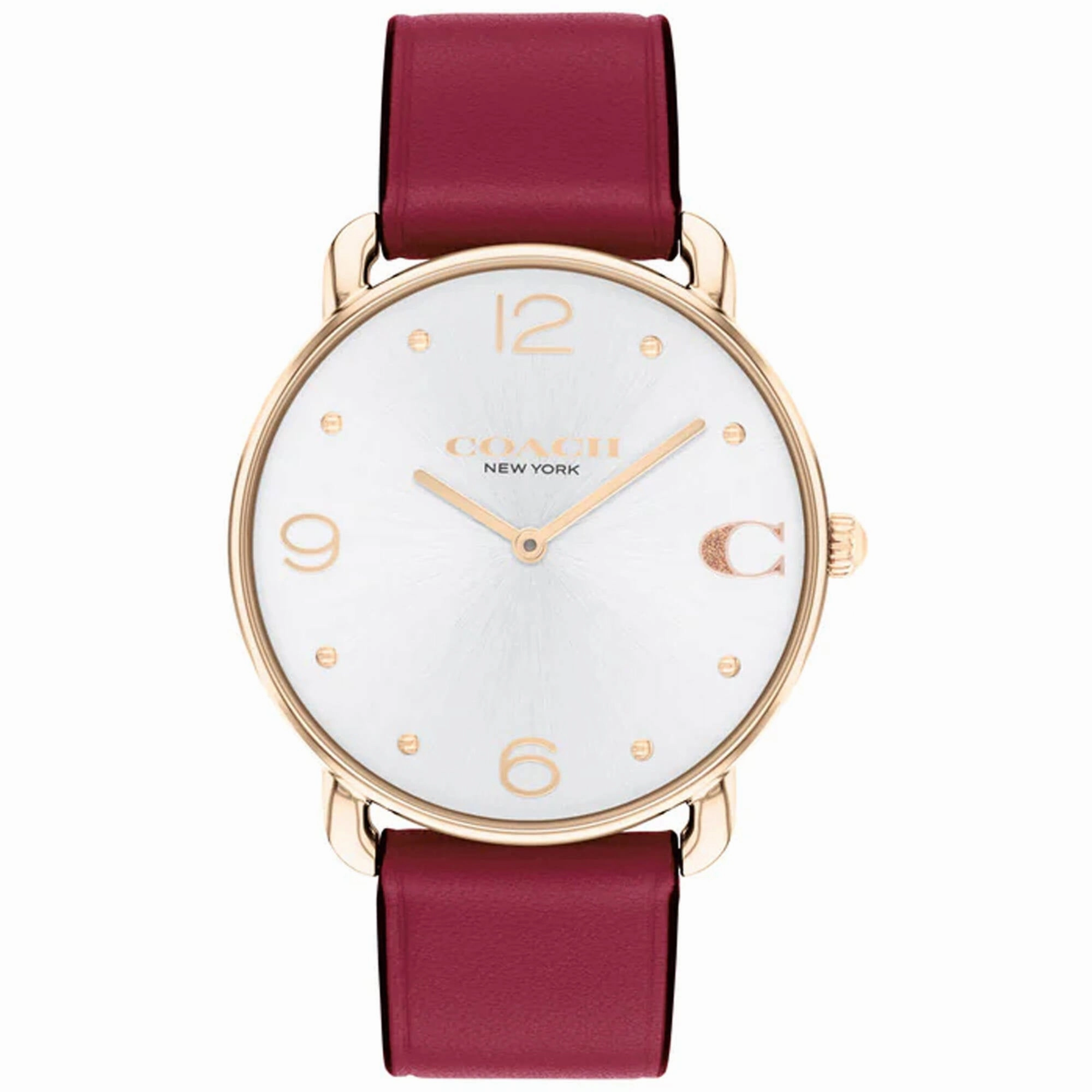 Coach Women's Watch - Elliot Quartz Rose Gold Case Silver Dial Red Strap | 14504204