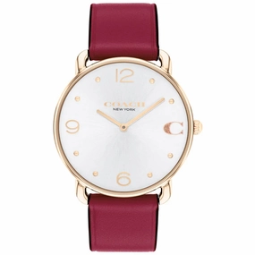 Coach Women's Watch - Elliot Quartz Rose Gold Case Silver Dial Red Strap | 14504204