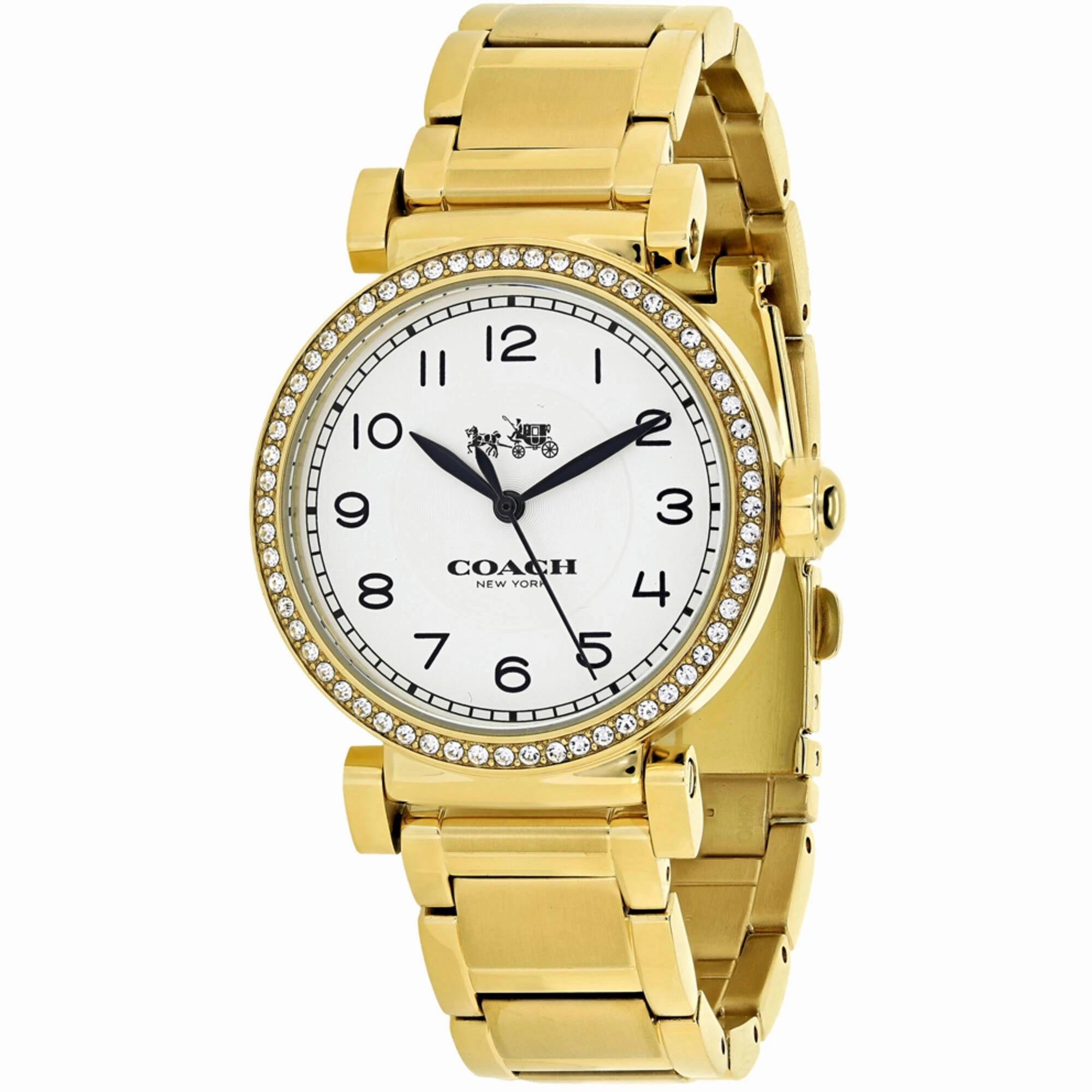 Coach Women's Watch - Madison Quartz White Dial Yellow Gold Bracelet | 14502397