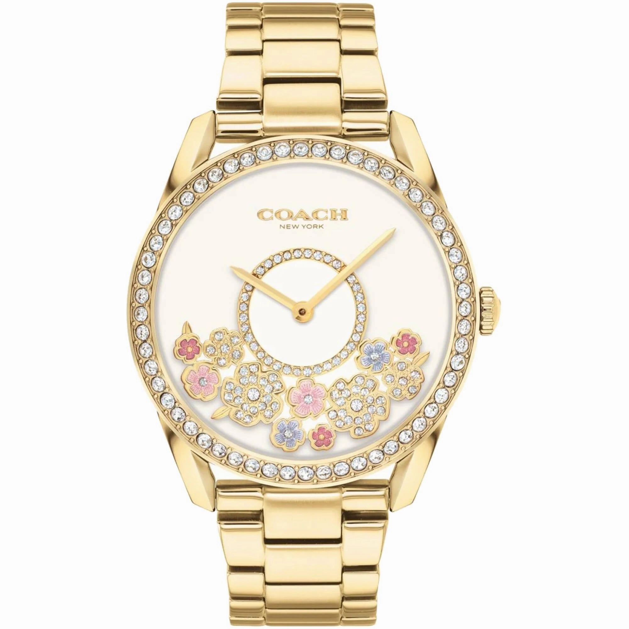 Coach Women's Watch - Preston Quartz White Dial Yellow Gold Steel Bracelet | 14503777