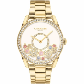 Coach Women's Watch - Preston Quartz White Dial Yellow Gold Steel Bracelet | 14503777