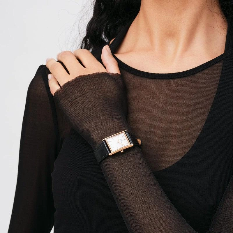 Daniel Wellington Bound Black Crocodile Rose Gold Watch 35x24mm