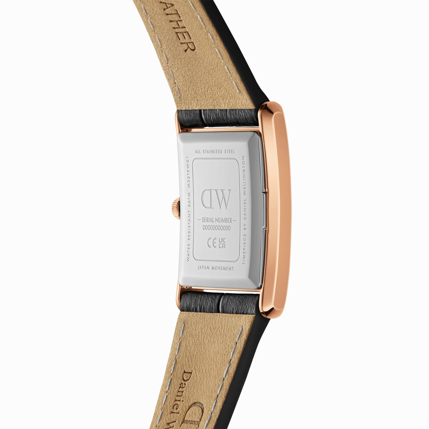 Daniel Wellington Bound Black Crocodile Rose Gold White Dial Watch DW00100698