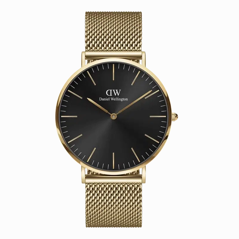 Daniel Wellington Classic Mesh Onyx Gold Watch 40mm