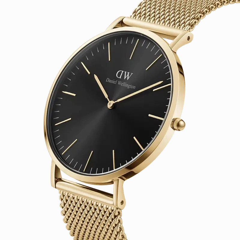 Daniel Wellington Classic Mesh Onyx Gold Watch 40mm
