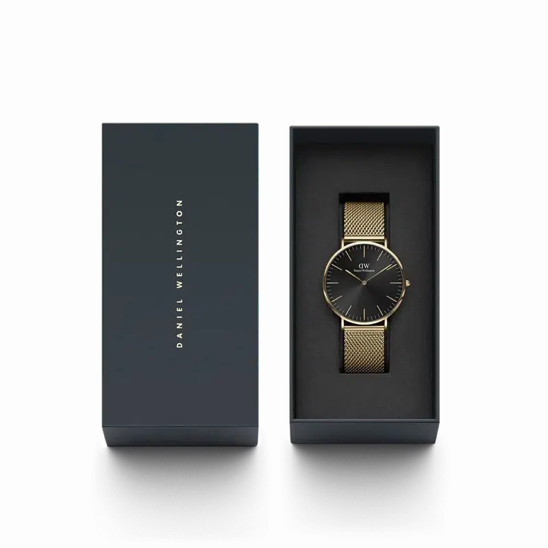 Daniel Wellington Classic Mesh Onyx Gold Watch 40mm