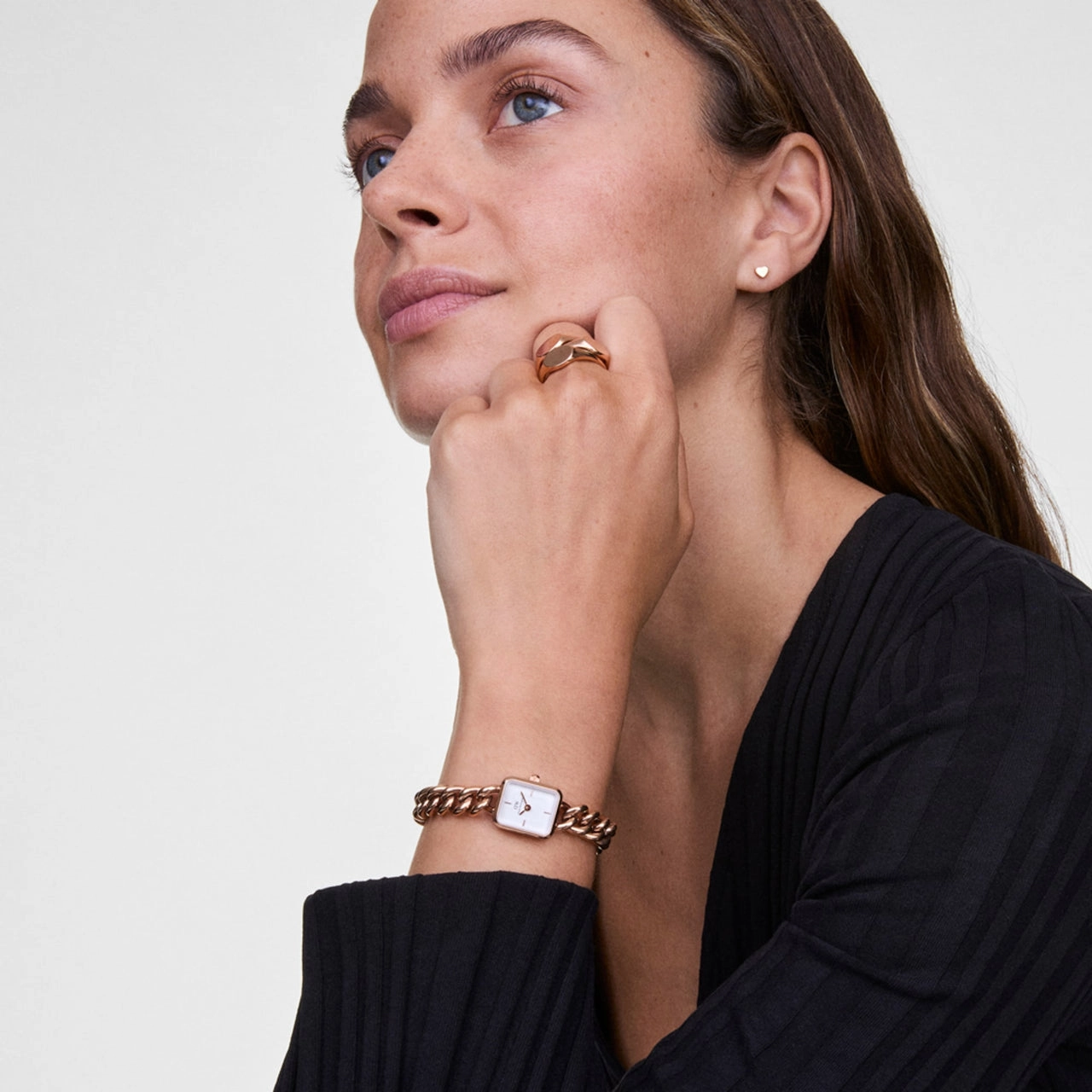 Daniel Wellington Jolie Rose Gold Chain White Dial Watch DW00100835