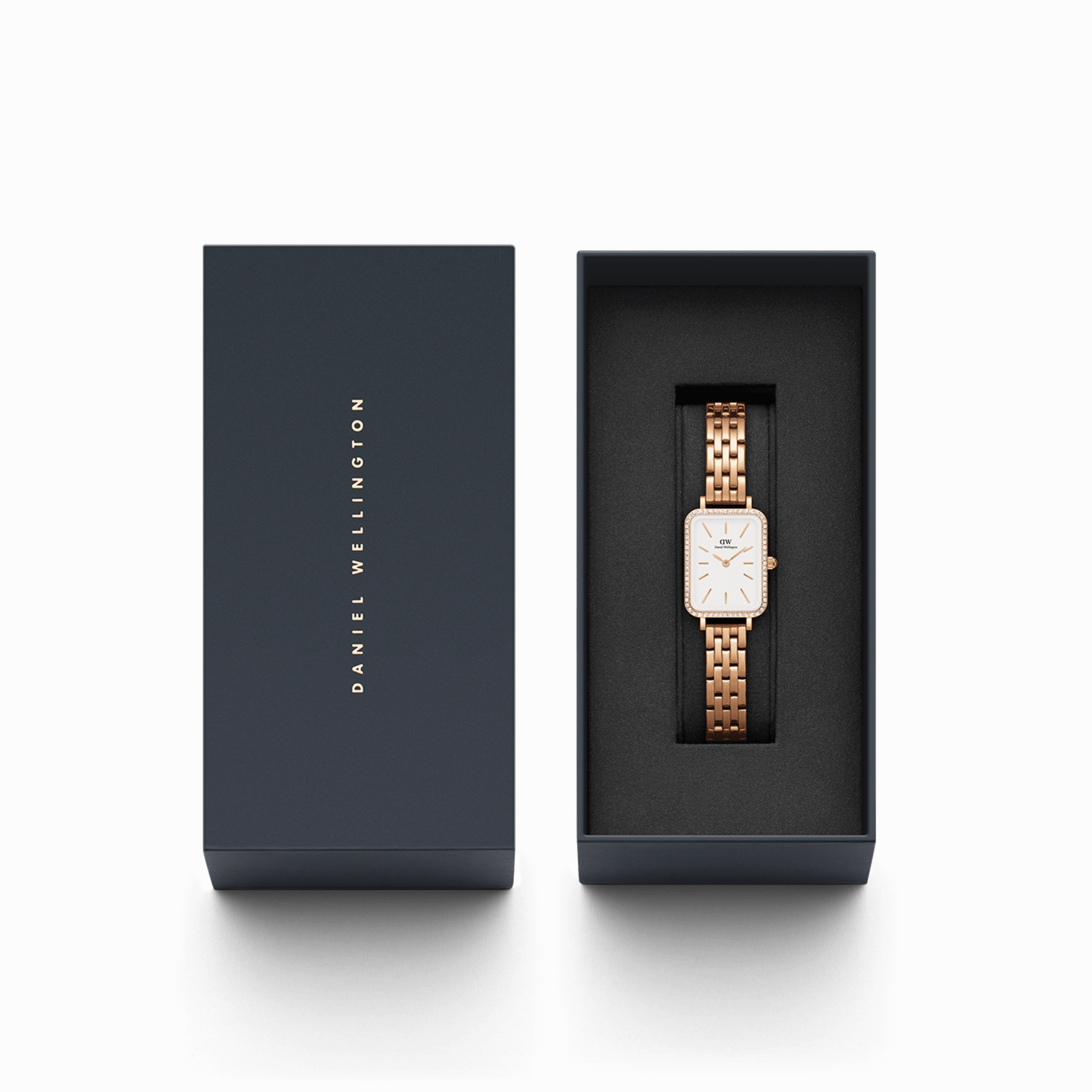 Daniel Wellington Quadro 20X26mm Bezel 5-Link White Dial Watch DW00100672
