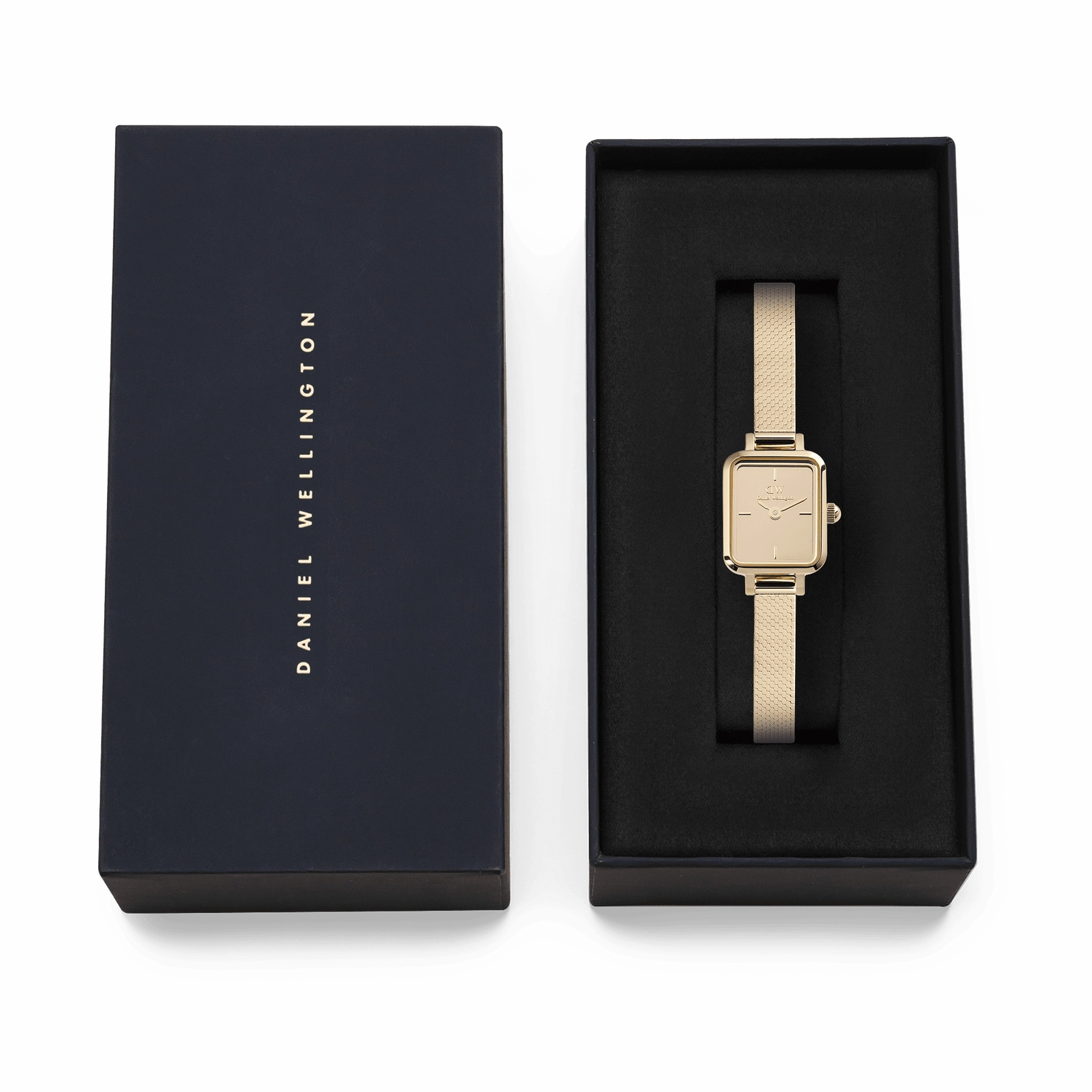 Daniel Wellington Quadro Mini Mirror Reflection Gold Dial Watch DW00100801