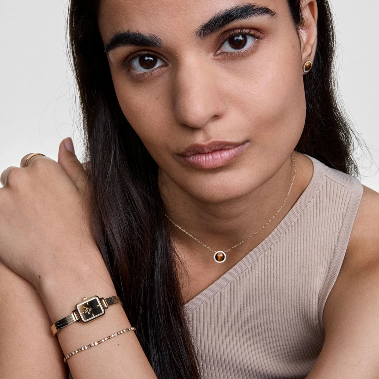 Daniel Wellington Quadro Mini Mirror Reflection Gold Dial Watch DW00100801