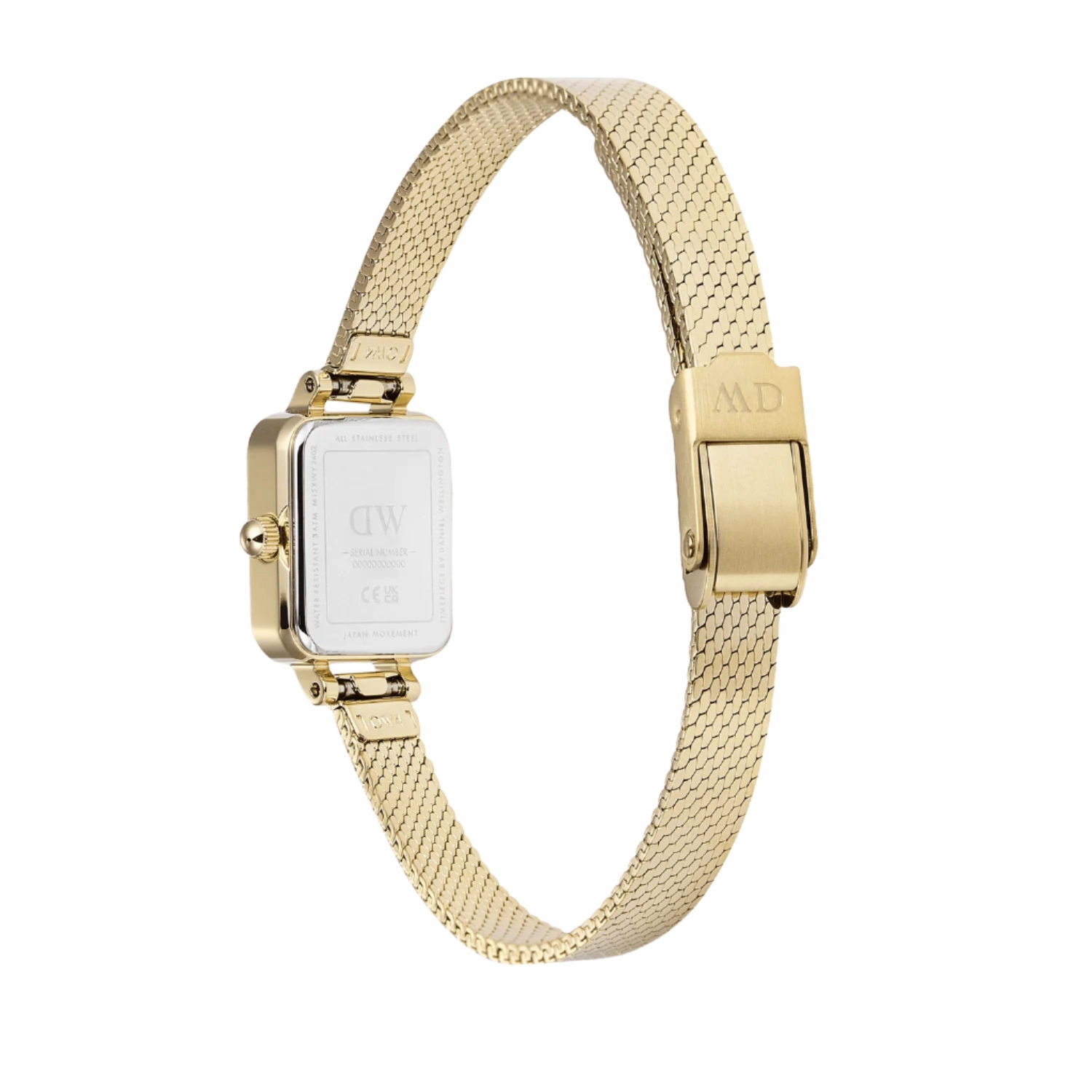 Daniel Wellington Quadro Mini Mirror Reflection Gold Dial Watch DW00100801