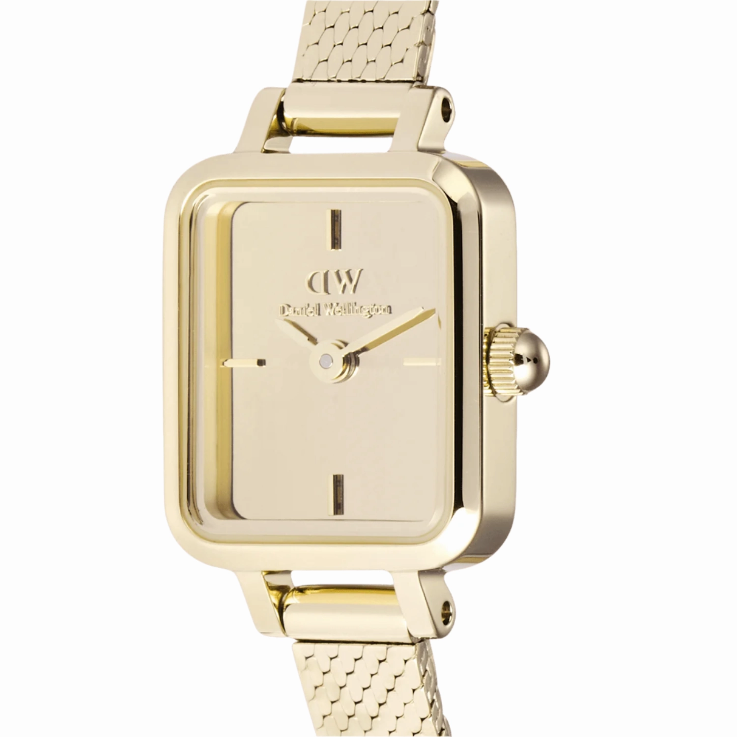 Daniel Wellington Quadro Mini Mirror Reflection Gold Dial Watch DW00100801