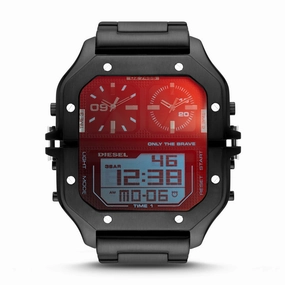 Diesel Clasher Ana-Digi Black-Tone Stainless Steel Watch DZ7455
