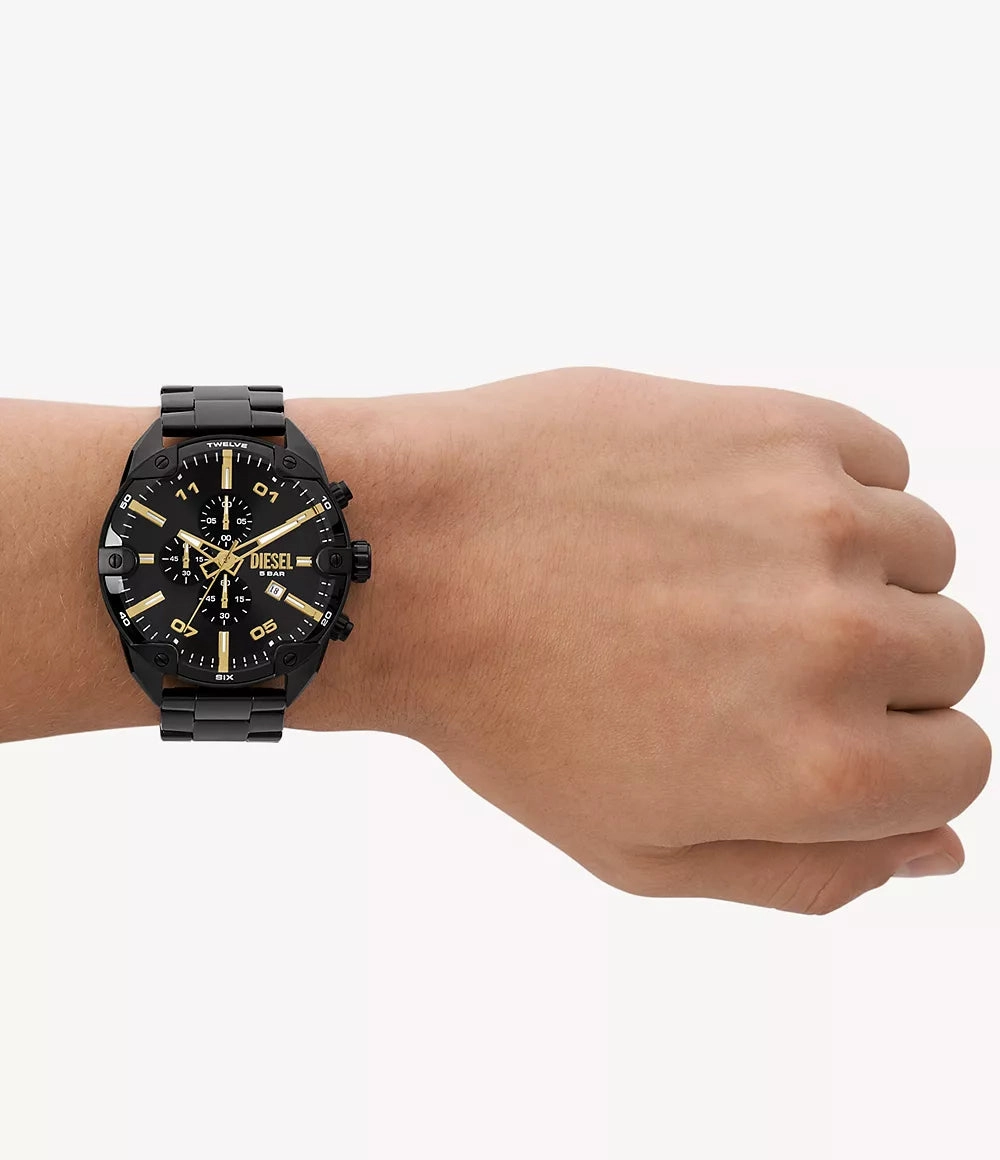 Diesel Spiked Chronograph Black Stainless Steel Watch DZ4644