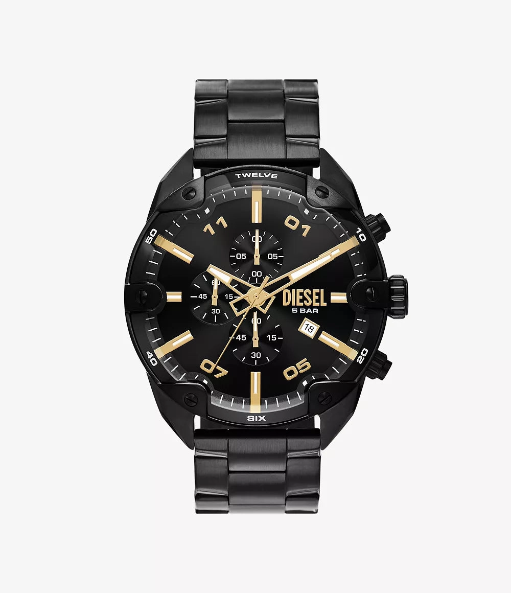 Diesel Spiked Chronograph Black Stainless Steel Watch DZ4644
