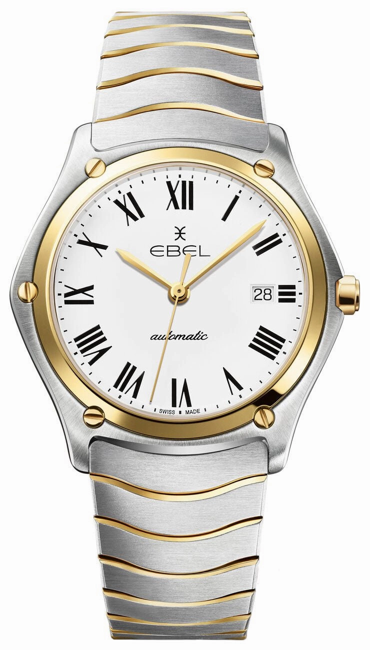 Ebel Sport Classic Automatic Stainless Steel and 18K Yellow Gold White Dial Date Men's Watch 1216614