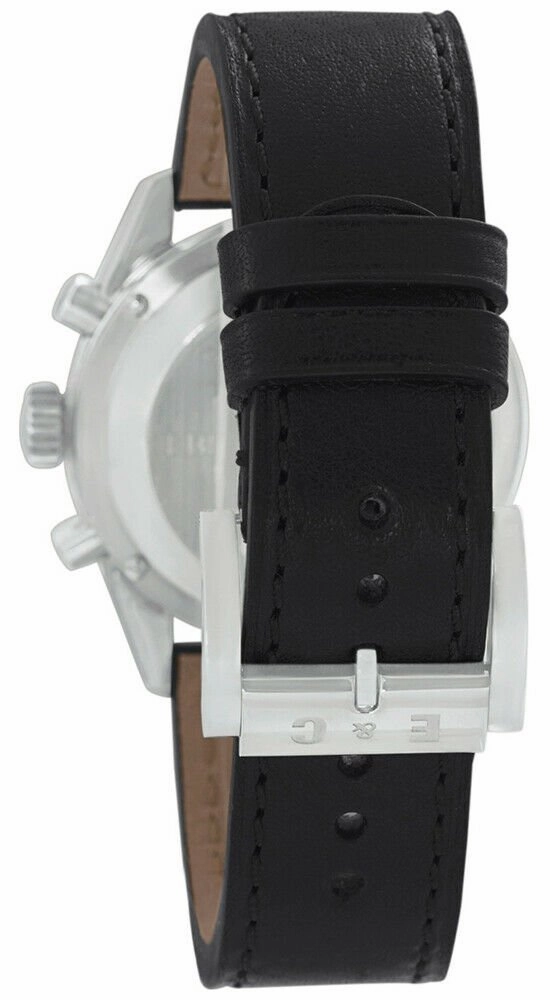 Eberhard & Co. Champion Chronograph Automatic Date Stainless Steel 31044.14 Mens Watch with Black Leather Band Black Dial