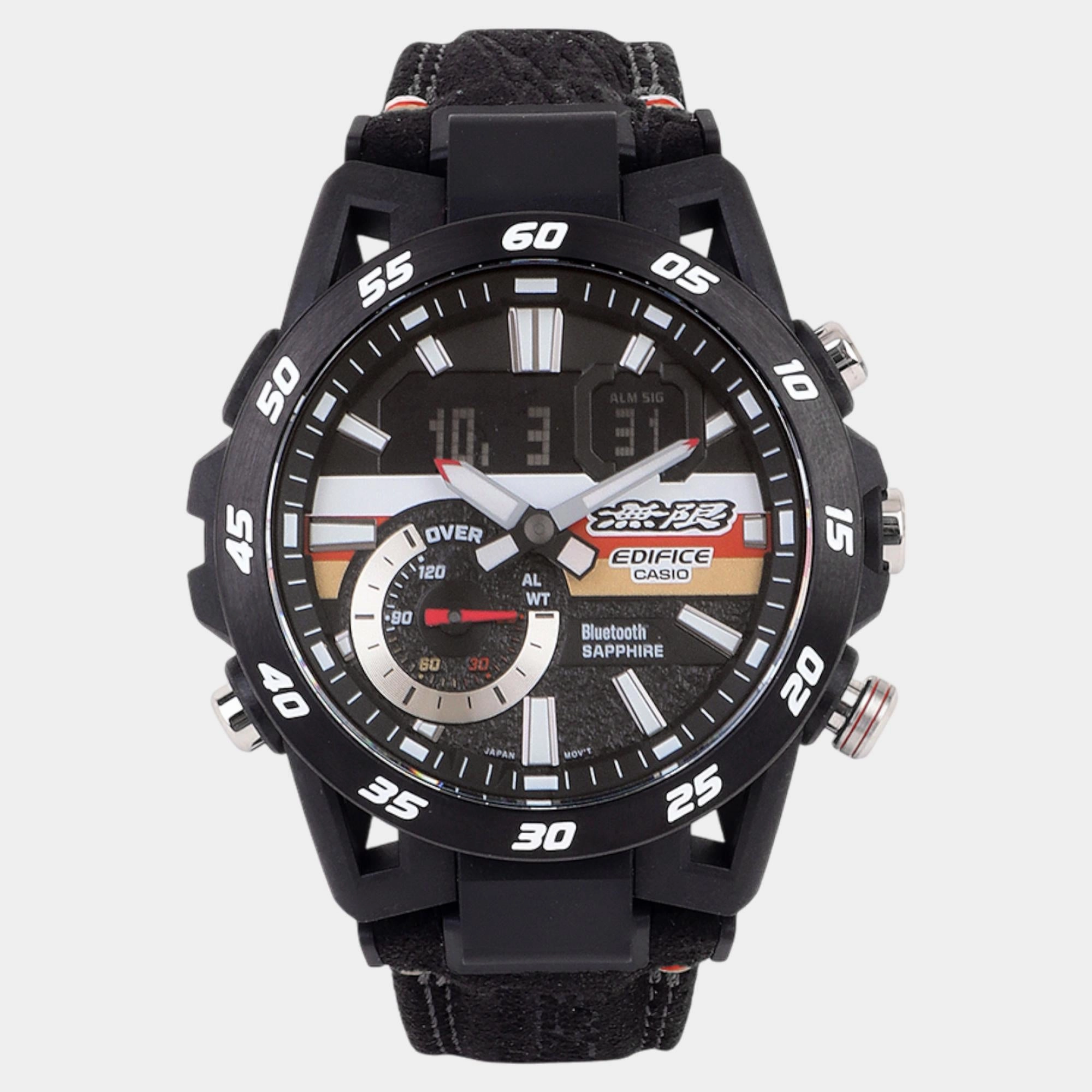 Edifice Men Quartz Black Dial Analog-Digital Leather Watch ECB-40MU-1ADR ED592