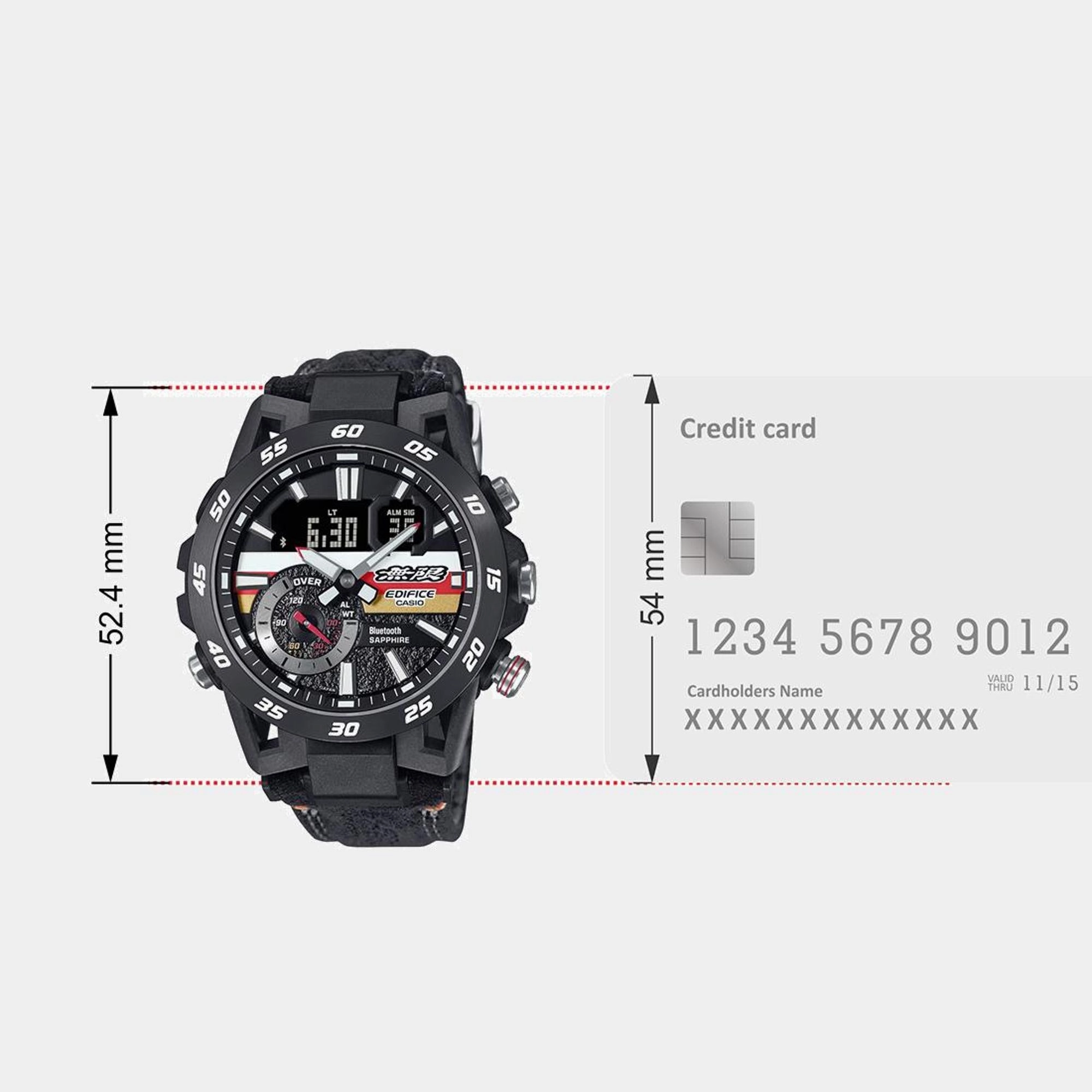 Edifice Men Quartz Black Dial Analog-Digital Leather Watch ECB-40MU-1ADR ED592