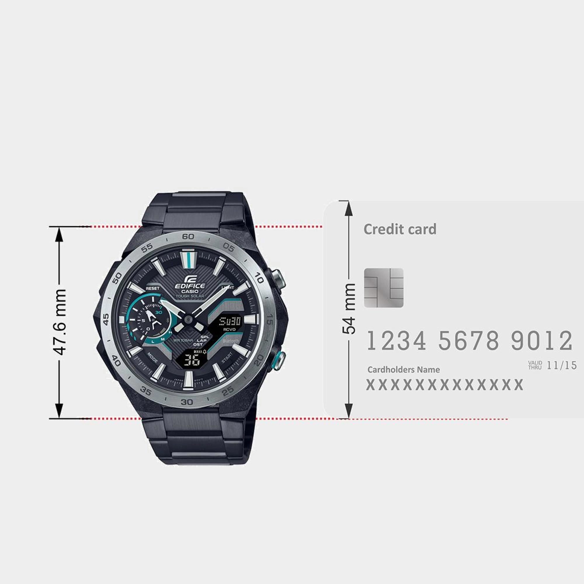 Edifice Men Quartz Black Dial Analog-Digital Stainless Steel Watch ECB-2200DD-1ADF ED590
