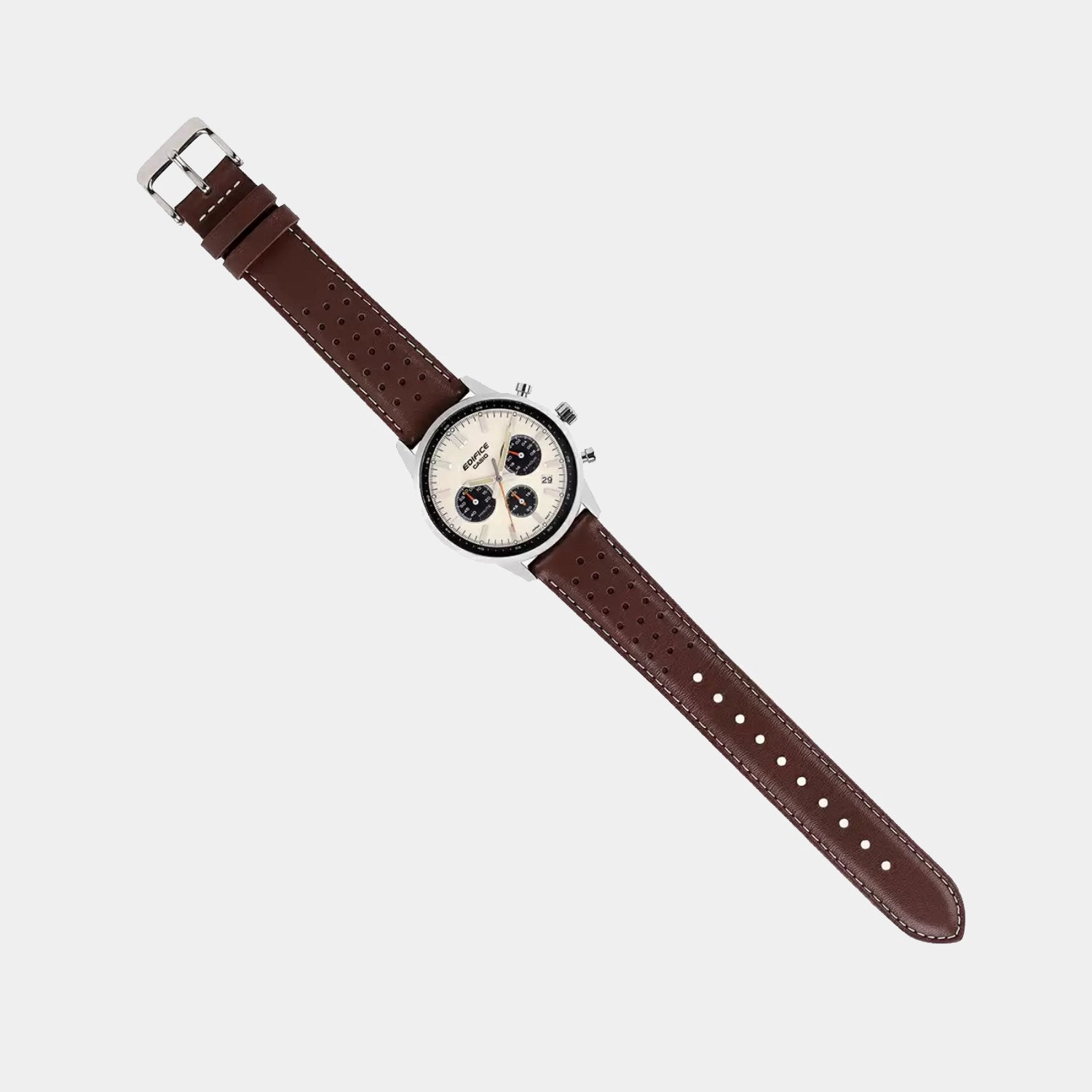 Edifice Men Quartz Cream And Black Dial Multi-Function Leather Watch EFR-575L-7ADF - ED657