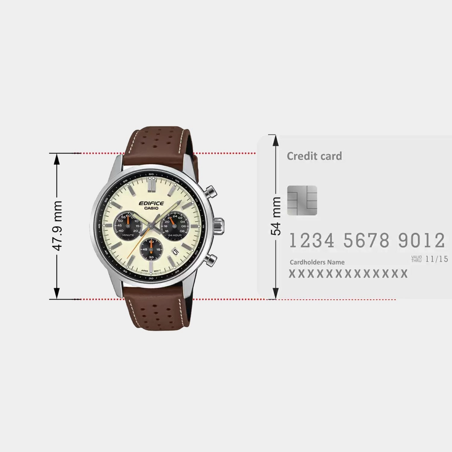 Edifice Men Quartz Cream And Black Dial Multi-Function Leather Watch EFR-575L-7ADF - ED657