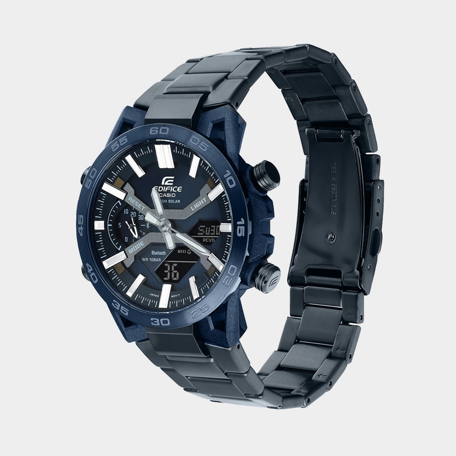 Edifice Men Quartz Navy Dial Analog-Digital Stainless Steel Watch ECB-2000CB-2ADF ED639