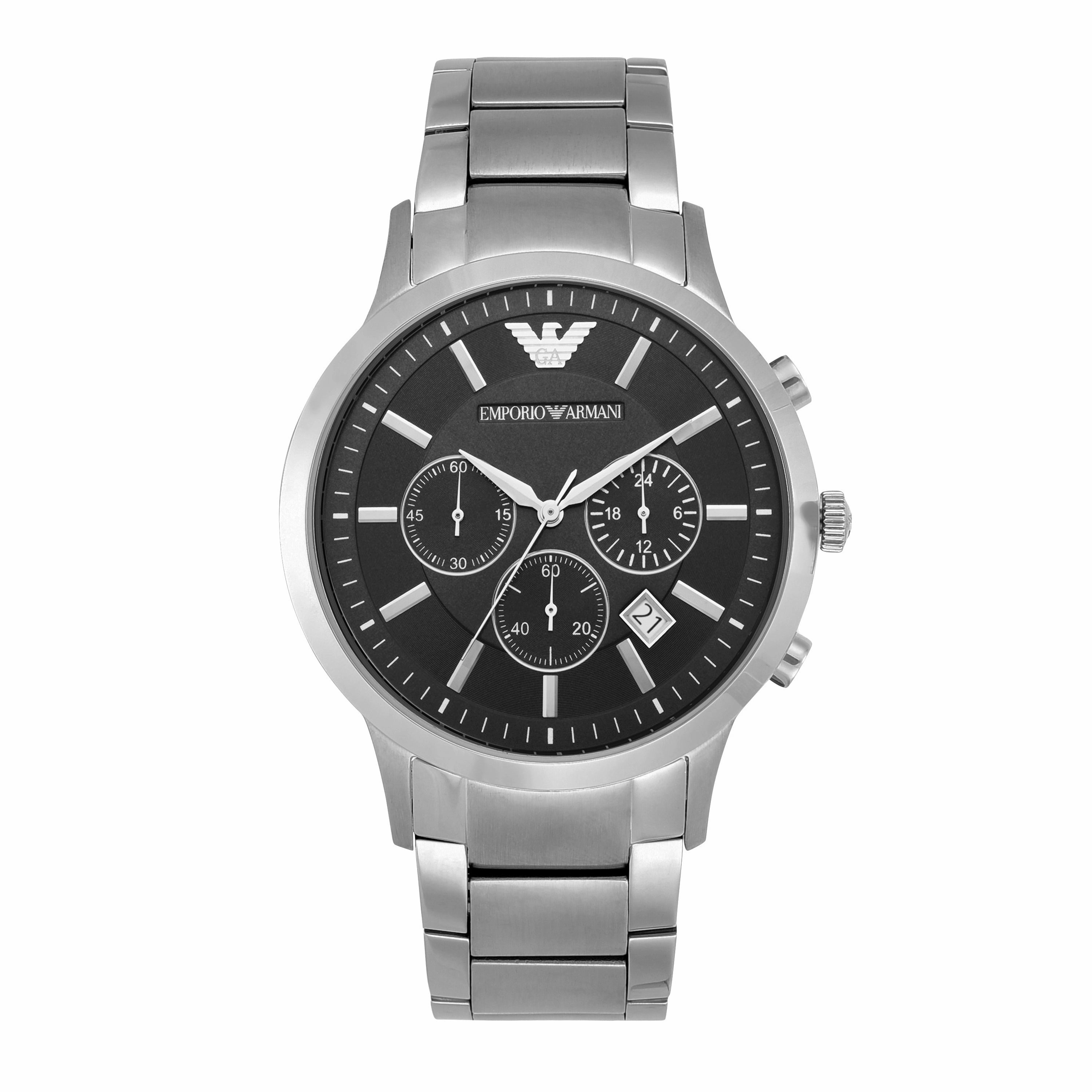 Emporio Armani Elegant Black Dial Stainless Steel Chronograph Watch AR2434