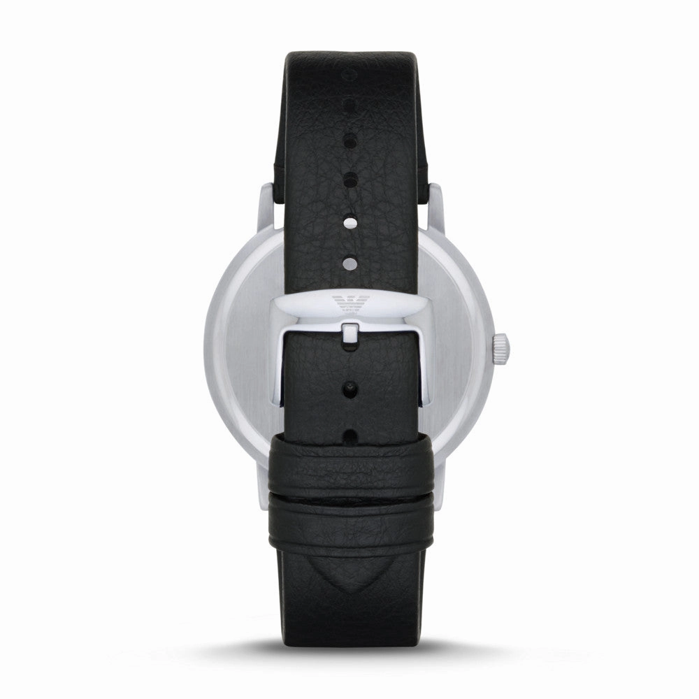 Emporio Armani Men's Three-Hand Black Leather Watch AR11013