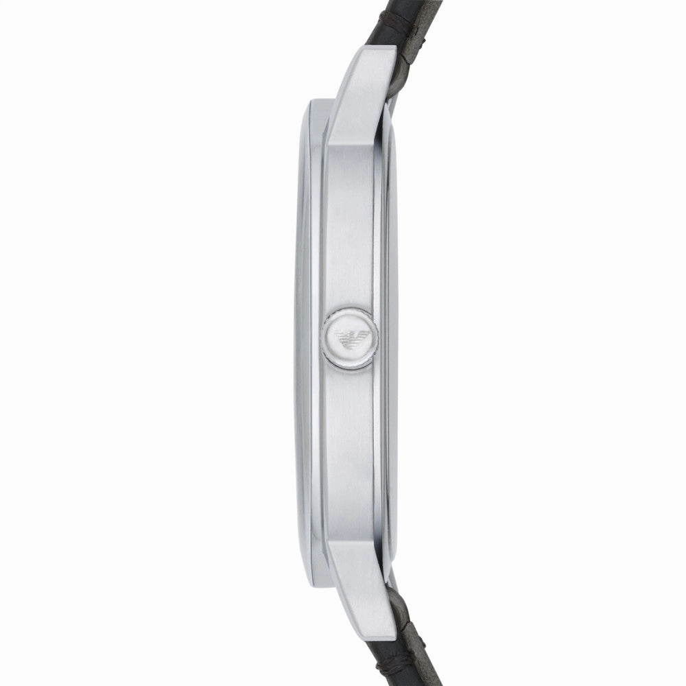 Emporio Armani Men's Three-Hand Black Leather Watch AR11013