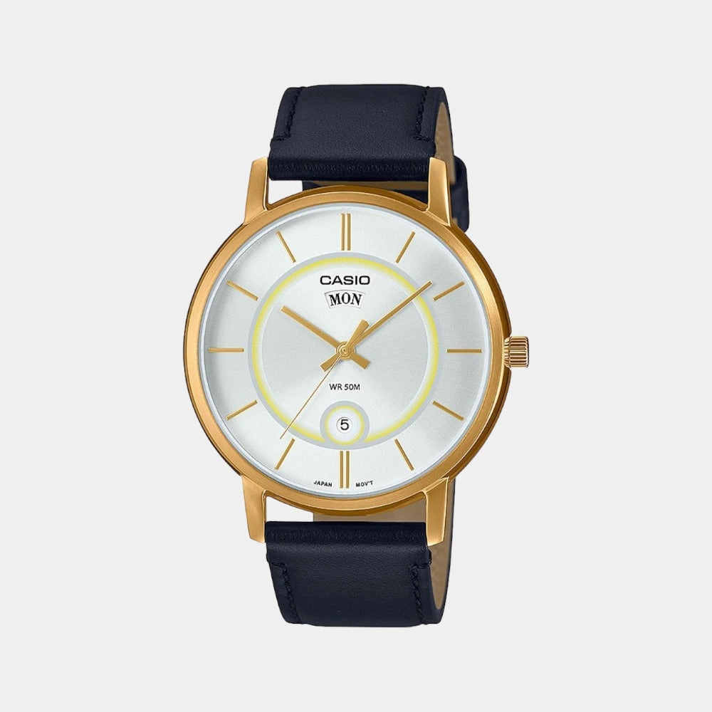Enticer Men's Analog Leather Watch A2044 - MTP-B120GL-7AVDF