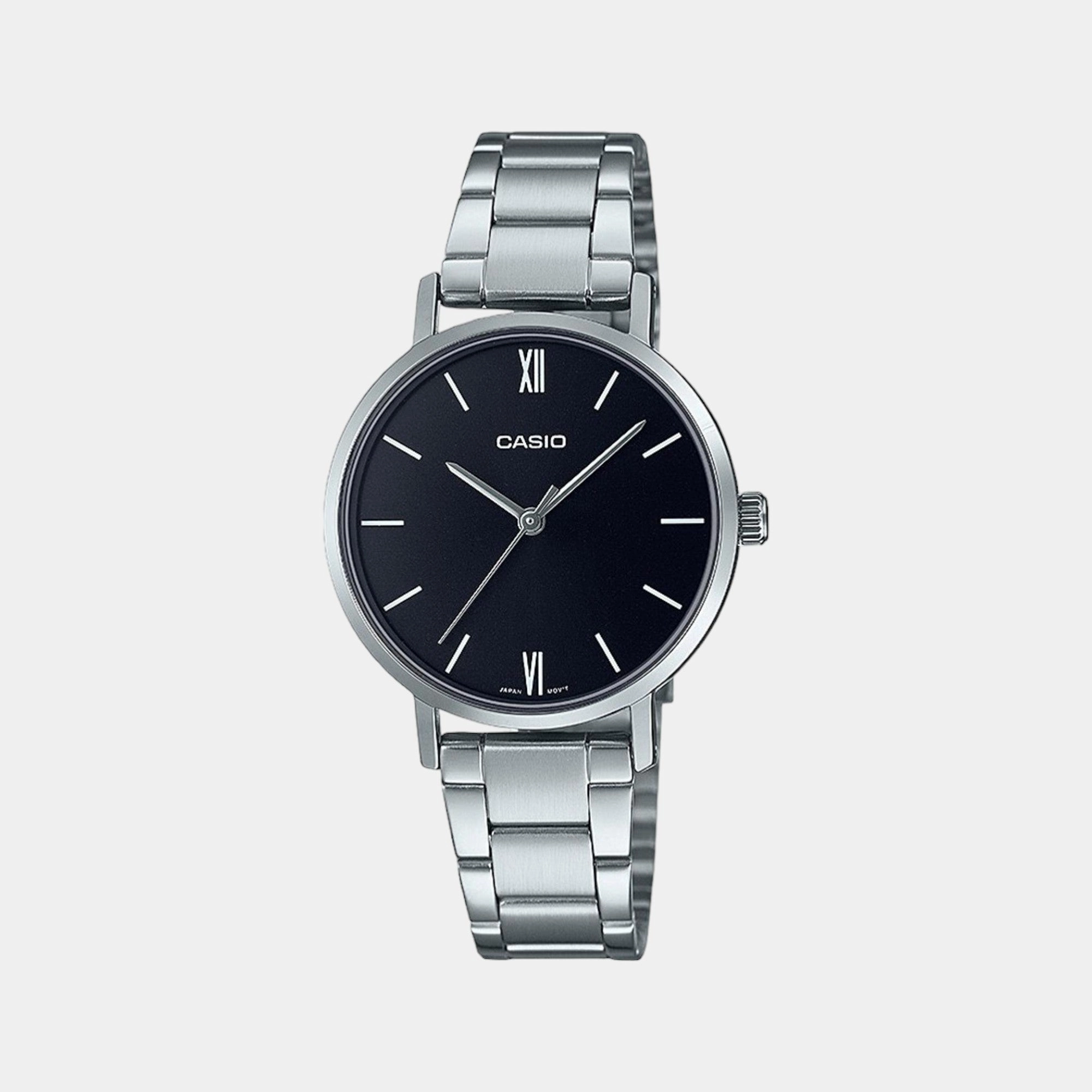 Enticer Women Quartz Black Dial Analog Stainless Steel Watch LTP-VT02D-1AUDF A1997