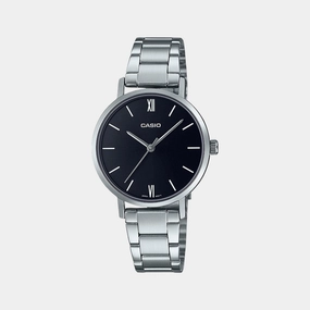 Enticer Women Quartz Black Dial Analog Stainless Steel Watch LTP-VT02D-1AUDF A1997