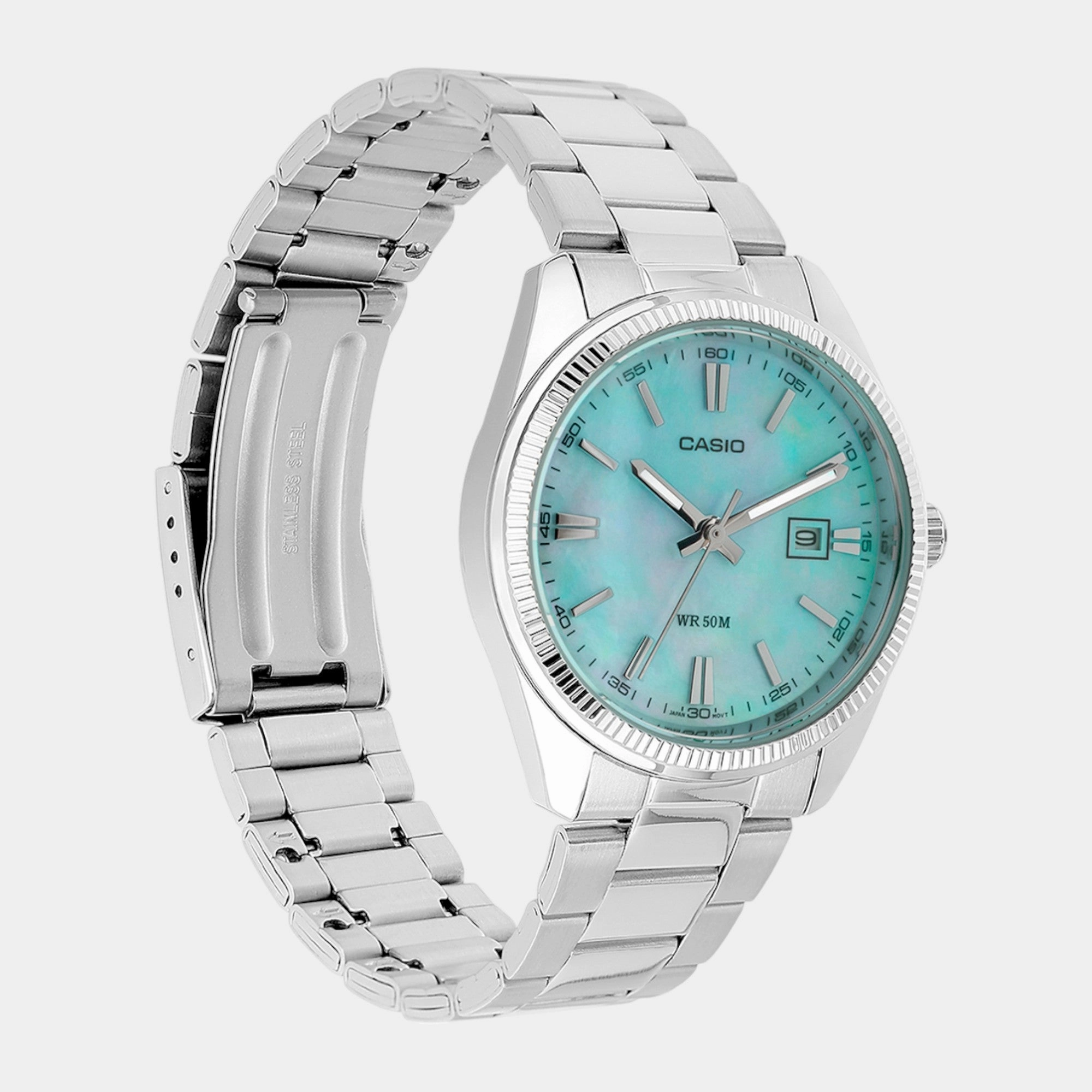 Enticer Women Quartz Blue Dial Analog Stainless Steel Watch LTP-1302DS-2AVDF A2363