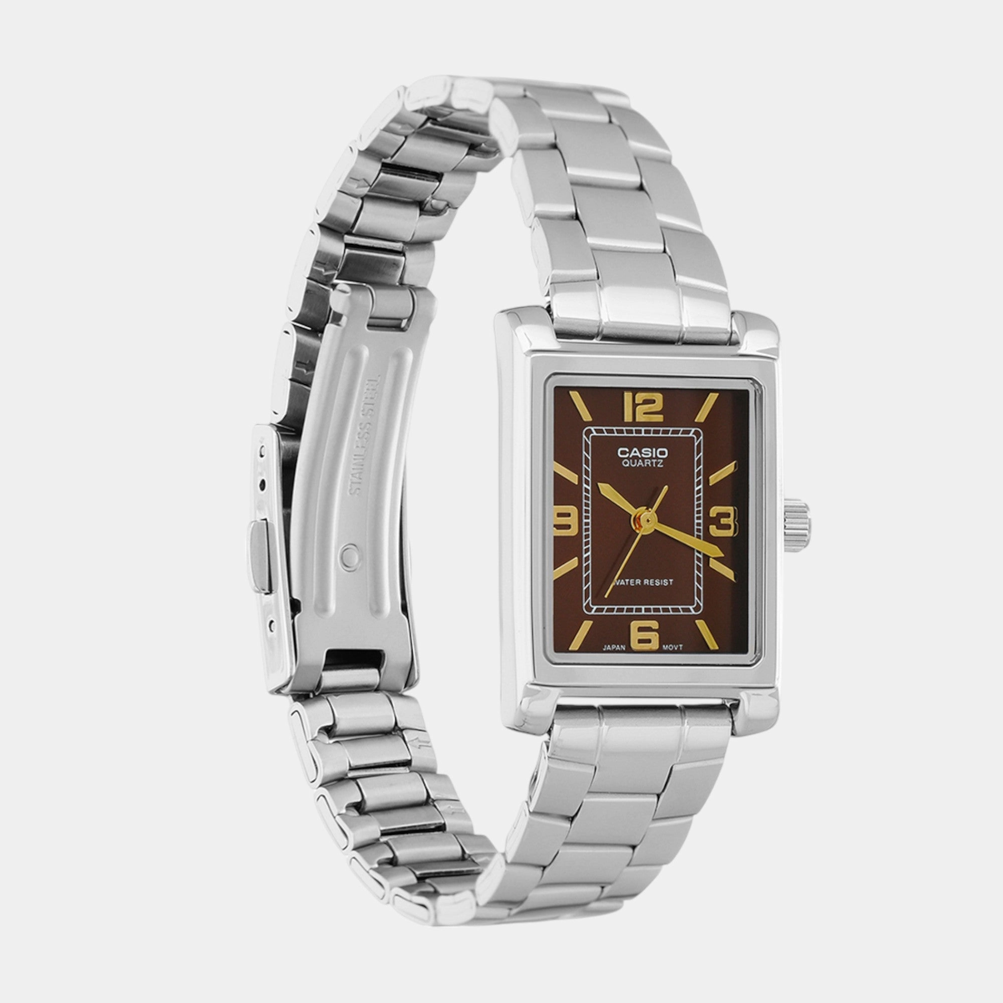 Enticer Women Quartz Brown Dial Analog Stainless Steel Watch LTP-1234DD-5ADF A2356