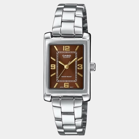 Enticer Women Quartz Brown Dial Analog Stainless Steel Watch LTP-1234DD-5ADF A2356