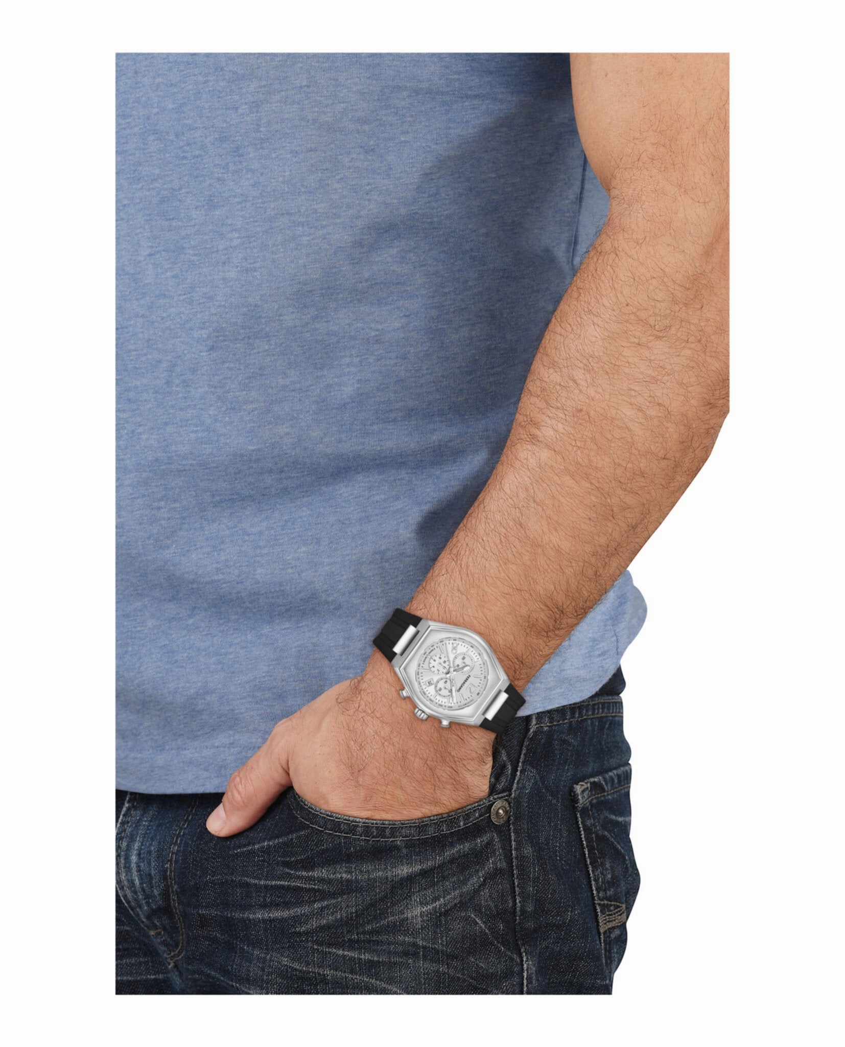Ferragamo Tonneu Chrono Silicone Watch