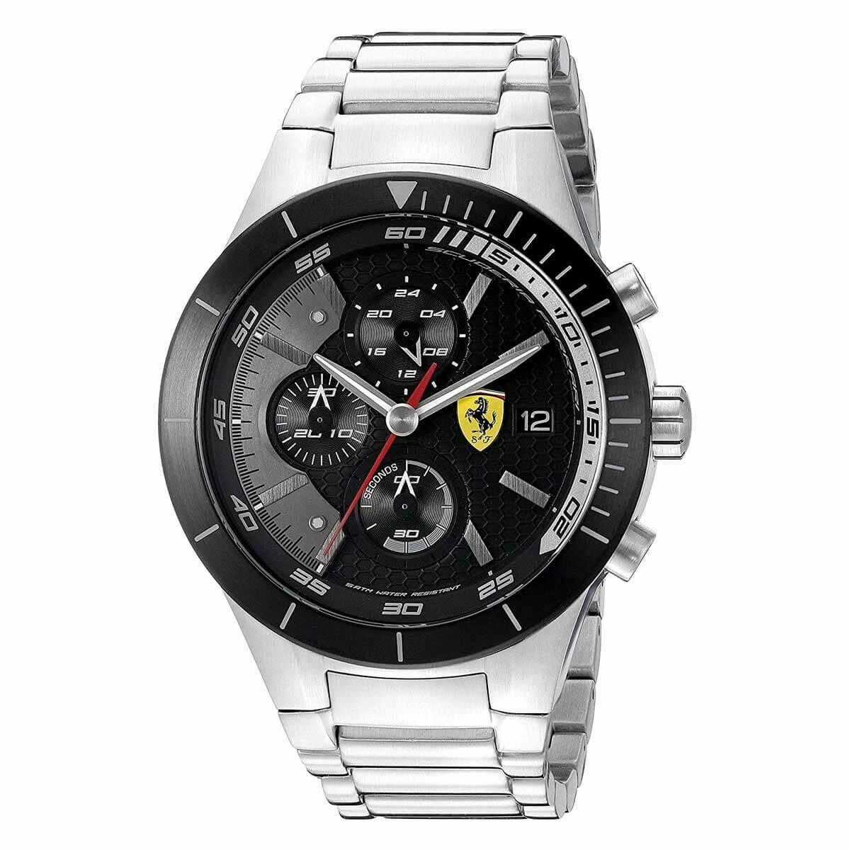 Ferrari Men's Chronograph Watch - Redrev Evo Black Dial Steel Bracelet | 830263