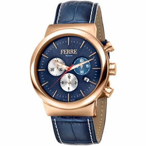 Ferre Milano Men's Watch - Classic Quartz Blue Dial Leather Strap | FM1G106L0031