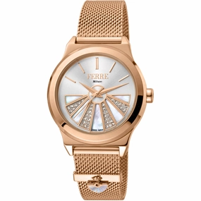 Ferre Milano Women's Watch - Classic White Dial Rose Gold Bracelet | FM1L125M0071