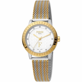 Ferre Milano Women's Watch - Classic White Dial Two Tone Bracelet | FM1L174M0071