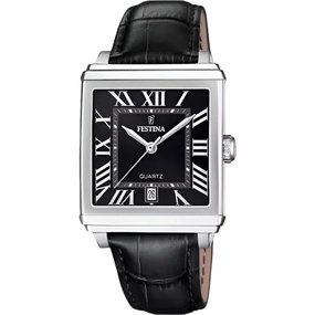 Festina Black Dial Black Leather Strap Watch f20681/3