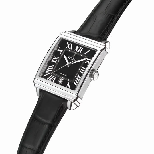 Festina Black Dial Black Leather Strap Watch f20681/3