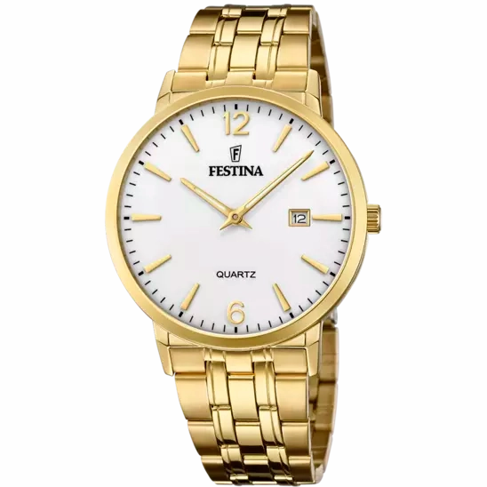 Festina F20513/2 Men's Elegance Gold Stainless Steel Watch with Silver Dial