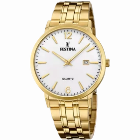 Festina F20513/2 Men's Elegance Gold Stainless Steel Watch with Silver Dial