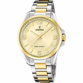 Festina Solar Energy Gold Dial Stainless Steel 316L Men's Watch F20657/2