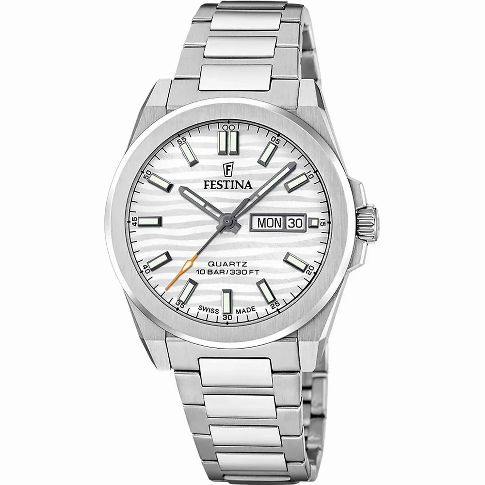 Festina Swiss Made Silver Dial Stainless Steel Watch f20073/1